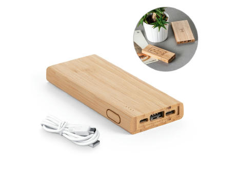 KOHN. Power bank 5'000 mAh, fabricado en bambú