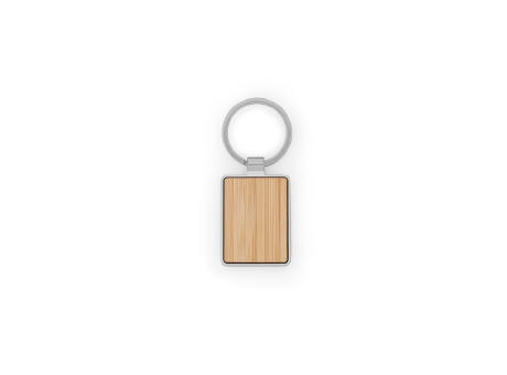 GASTON RECTANGULAR. Llavero rectangular de hierro de zinc y bambú