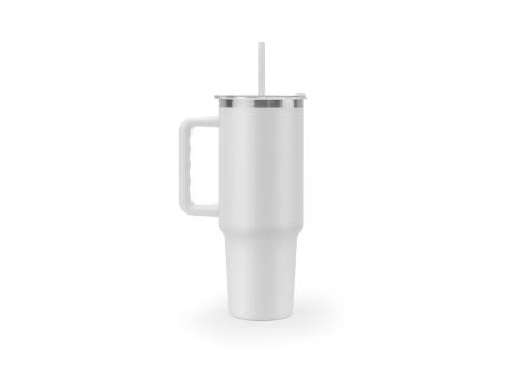 JOYNER XL. Vaso de viaje grande de acero inoxidable (91 % reciclado) con aislamiento al vacío de doble pared y acabado mate de 1300 ml