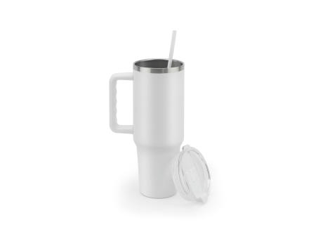 JOYNER XL. Vaso de viaje grande de acero inoxidable (91 % reciclado) con aislamiento al vacío de doble pared y acabado mate de 1300 ml