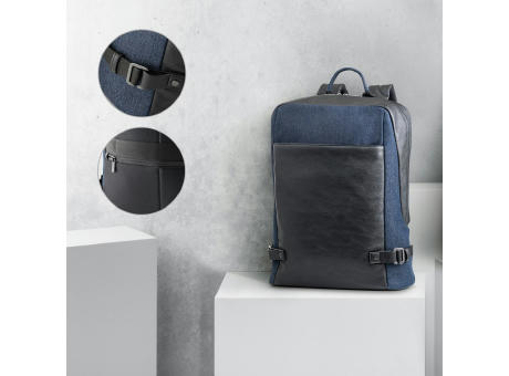 DIVERGENT BACKPACK I. Mochila para portátil de hasta 15.6'' en tejido vaquero y PU