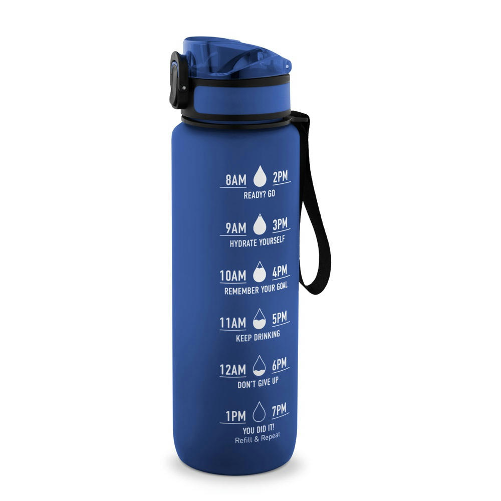 ERIKSSON. Botella fabricada en PET reciclado (100 % rPET), con frases motivadoras y marcas horarias para animarle a beber agua
