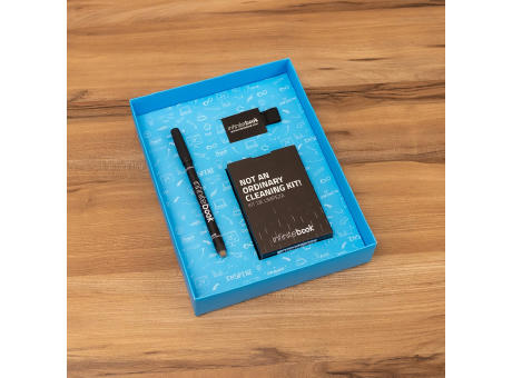 STARTER KIT INFINITEBOOK A5 PLANNER TEXTURE. Kit compuesto por «Infinitebook» con tapa dura, 1 kit de limpieza, 1 rotulador y 1 soporte para bolígrafo