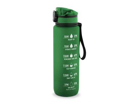 ERIKSSON. Botella fabricada en PET reciclado (100 % rPET), con frases motivadoras y marcas horarias para animarle a beber agua