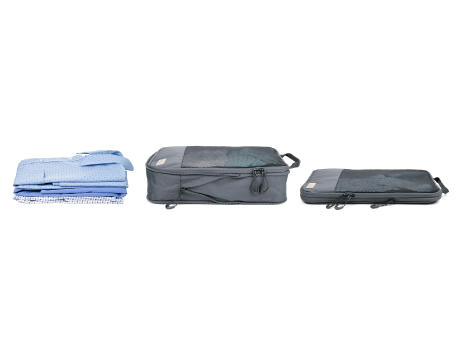 TROIKA Reise-Kompressionstaschen Set BLUE CYCLE PACKING CUBES