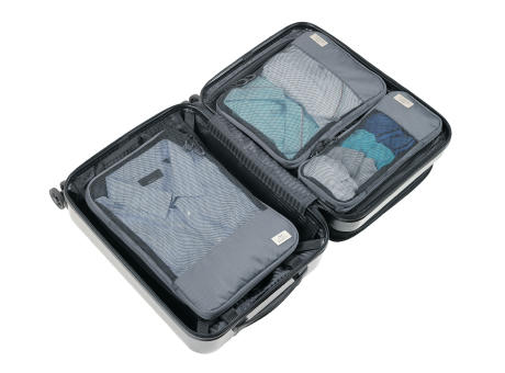 TROIKA Reise-Kompressionstaschen Set BLUE CYCLE PACKING CUBES