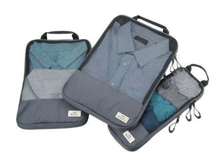 TROIKA Reise-Kompressionstaschen Set BLUE CYCLE PACKING CUBES