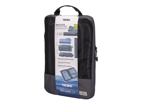 TROIKA Reise-Kompressionstaschen Set BLUE CYCLE PACKING CUBES