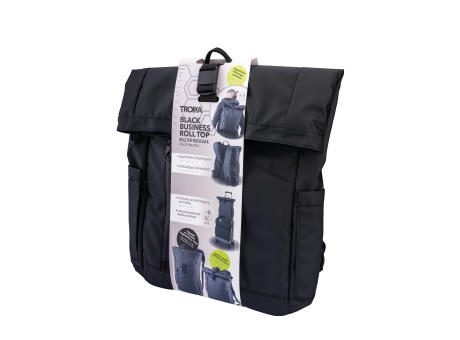 TROIKA Roll Top Rucksack TROIKA BLACK ROLL TOP