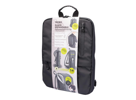 TROIKA Laptop-Rucksack TROIKA BLACK EXPANDABLE