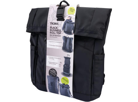 TROIKA Roll Top Rucksack TROIKA BLACK ROLL TOP