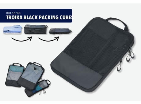 TROIKA Reise-Kompressionstaschen Set TROIKA BLACK PACKING CUBES