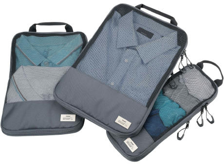 TROIKA Reise-Kompressionstaschen Set BLUE CYCLE PACKING CUBES
