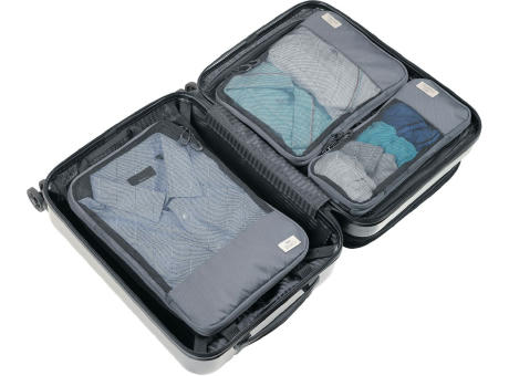 TROIKA Reise-Kompressionstaschen Set BLUE CYCLE PACKING CUBES