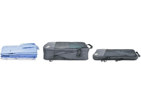 TROIKA Reise-Kompressionstaschen Set BLUE CYCLE PACKING CUBES