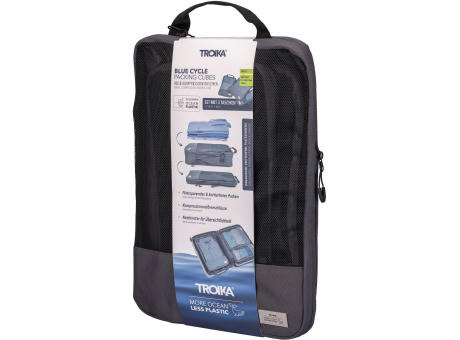 TROIKA Reise-Kompressionstaschen Set BLUE CYCLE PACKING CUBES