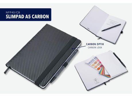 TROIKA Notizblock SLIMPAD A5 CARBON