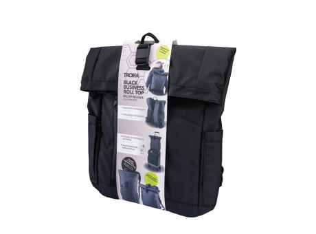 TROIKA Roll Top Rucksack TROIKA BLACK ROLL TOP