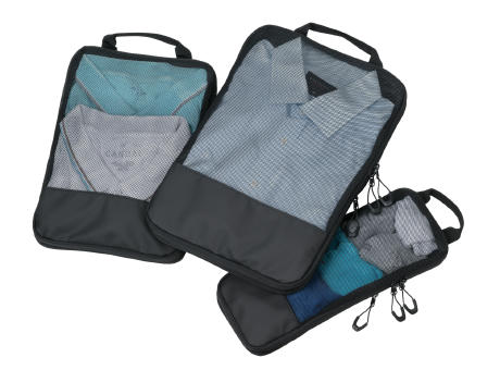 TROIKA Reise-Kompressionstaschen Set TROIKA BLACK PACKING CUBES