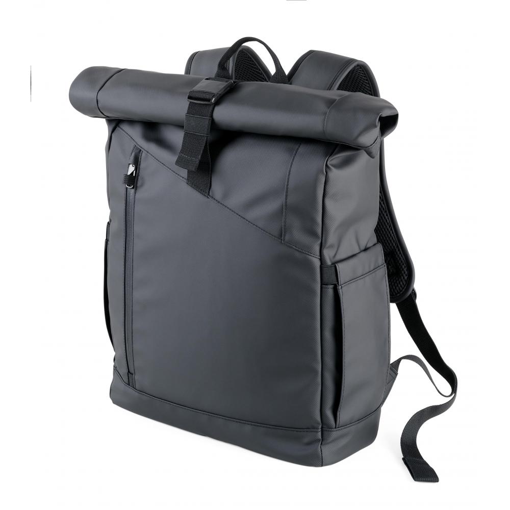 TROIKA Roll Top Rucksack TROIKA BLACK ROLL TOP