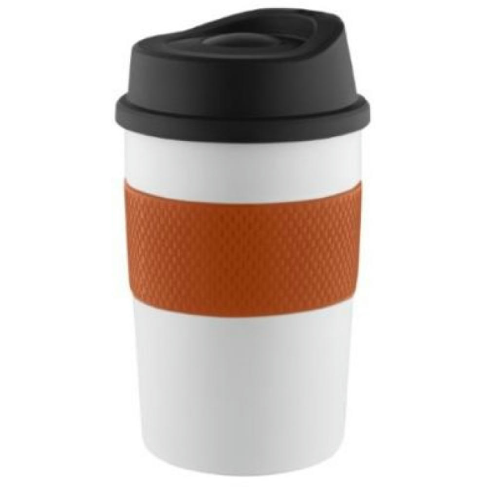 Metmaxx® Thermobecher "CremaCoffeeHouse"  weiß/Ring orange