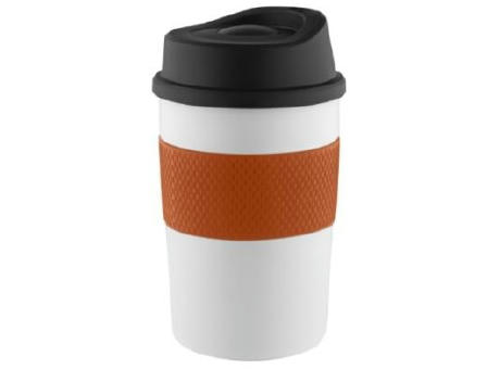 Metmaxx® Thermobecher "CremaCoffeeHouse"  weiß/Ring orange