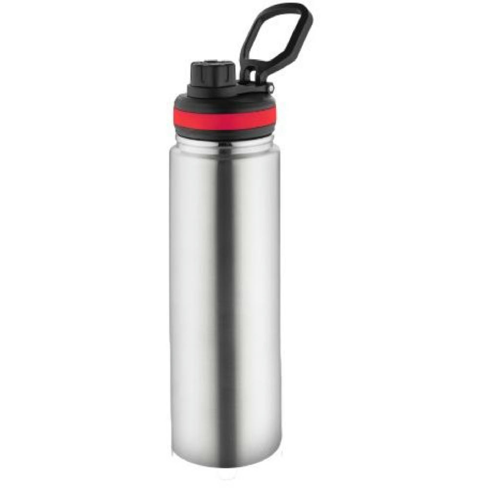 Metmaxx® Thermoflasche "GenerationRefillTheOneDeLuxe" silber/Ring oben rot