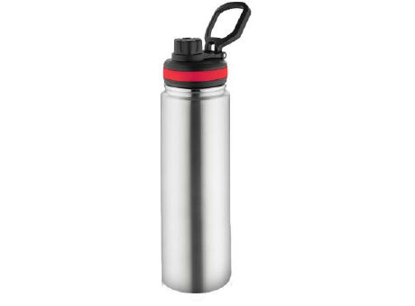 Metmaxx® Thermoflasche "GenerationRefillTheOneDeLuxe" silber/Ring oben rot