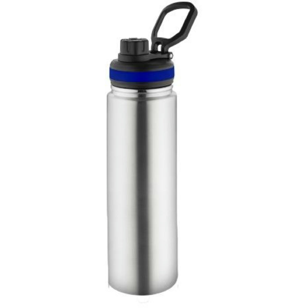 Metmaxx® Thermoflasche "GenerationRefillTheOneDeLuxe" silber/Ring oben blau