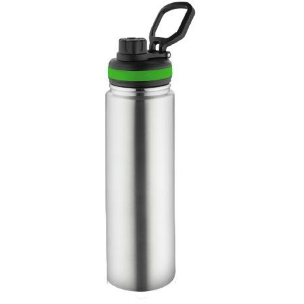 Metmaxx® Thermoflasche "GenerationRefillTheOneDeLuxe" silber/Ring oben grün