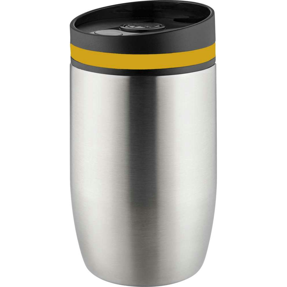 Metmaxx® Thermobecher "CremaOfficinaBudget“ silber/Ring gelb