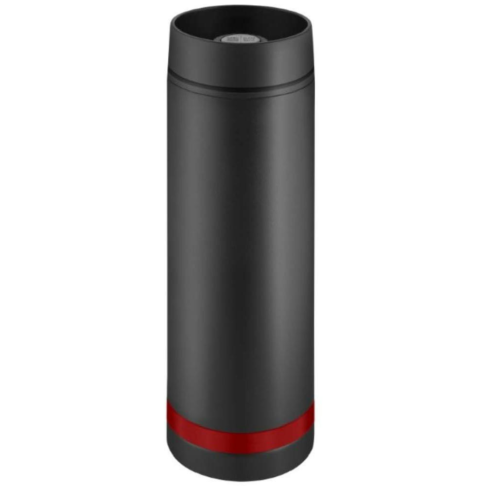 Metmaxx® Thermobecher "Crema" 360°  schwarz/Ring rot