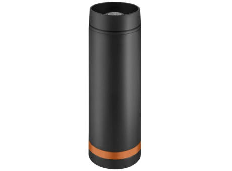 Metmaxx® Thermobecher "Crema" 360°  schwarz/Ring orange