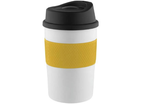 Metmaxx® Thermobecher "CremaCoffeeHouse" weiß/Ring gelb