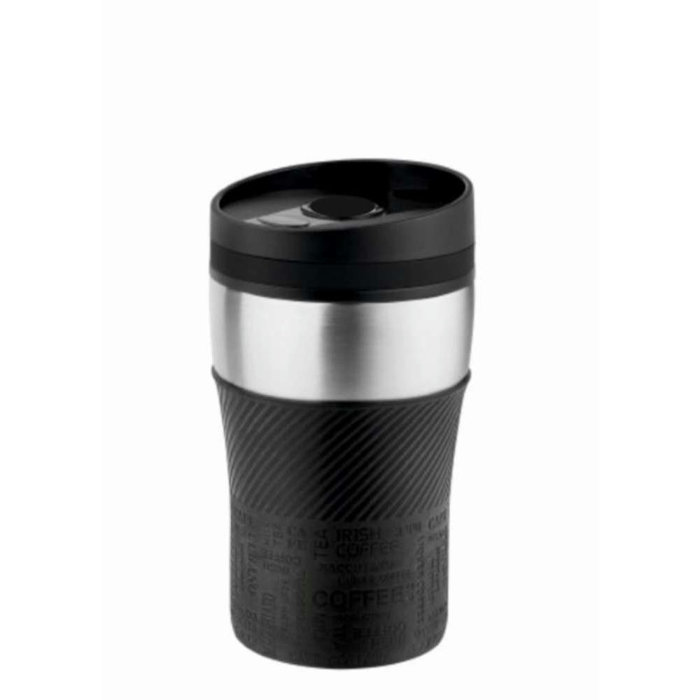 Metmaxx® Thermobecher "CremaOfficina"  silber/Manschette schwarz/Ring schwarz