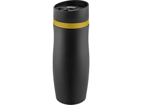 Metmaxx® Thermobecher "CremaExtensaNero" schwarz/Ring gelb
