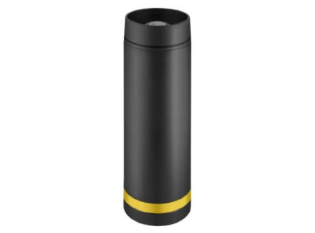 Metmaxx® Thermobecher "Crema" 360°  schwarz/Ring gelb