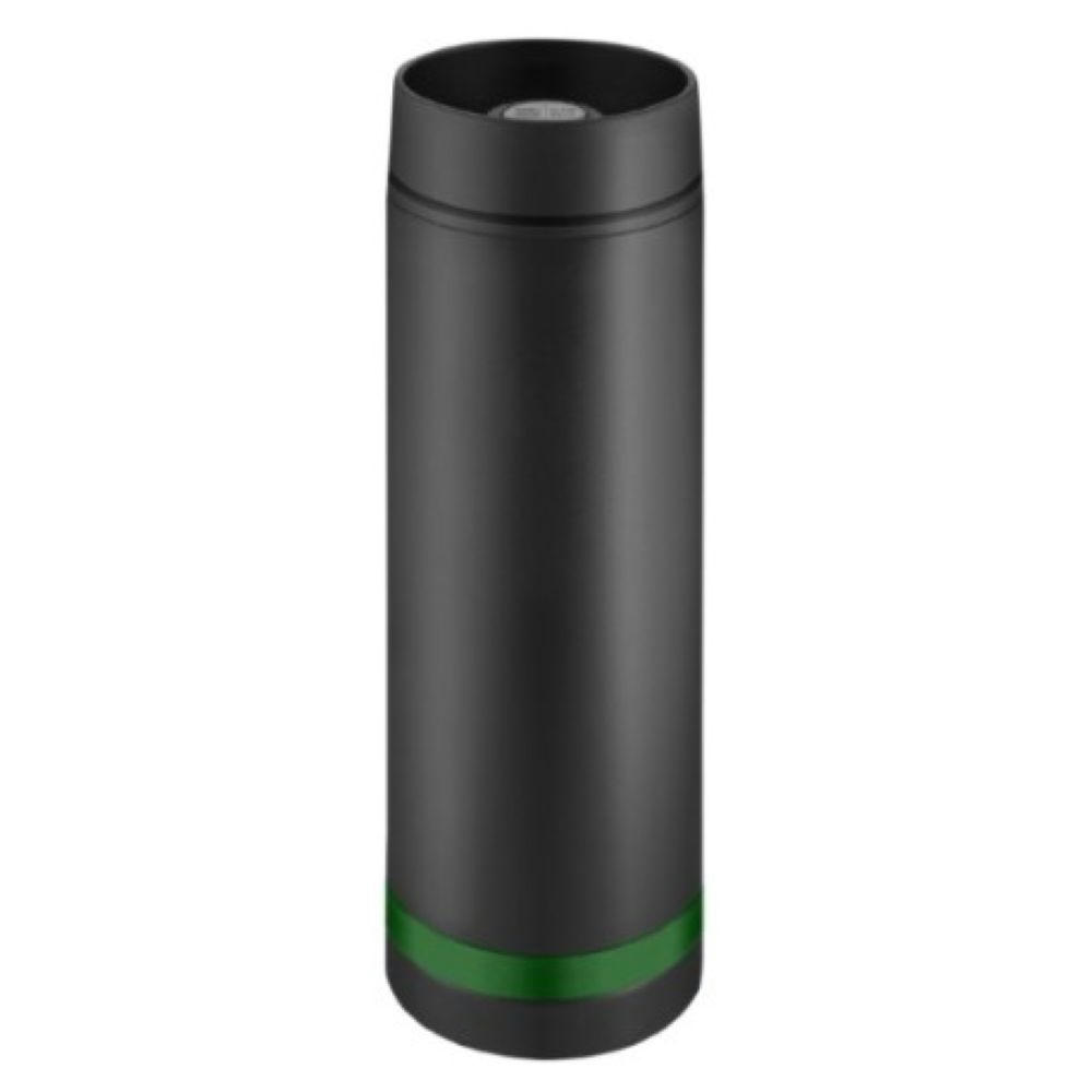 Metmaxx® Thermobecher "Crema" 360°  schwarz/Ring grün