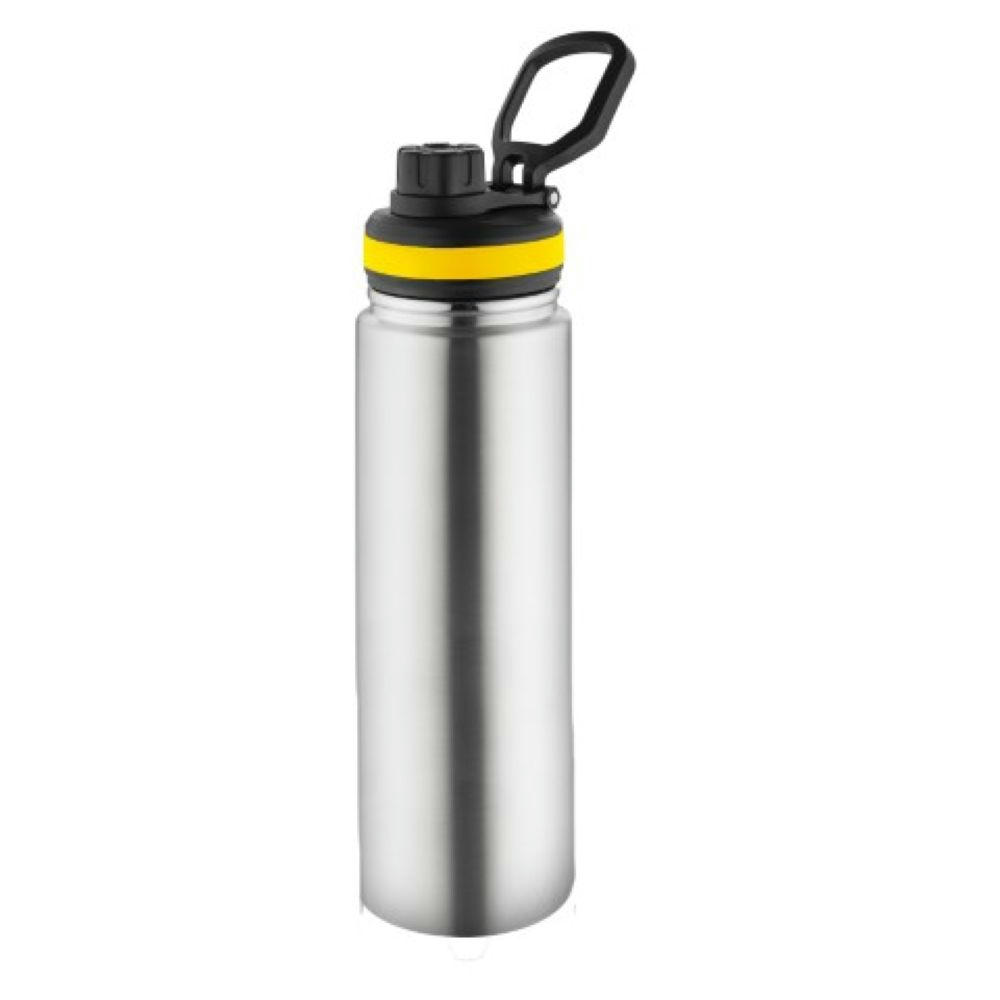 Metmaxx® Thermoflasche "GenerationRefillTheOneDeLuxe" silber/Ring oben gelb