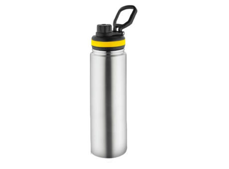Metmaxx® Thermoflasche "GenerationRefillTheOneDeLuxe" silber/Ring oben gelb