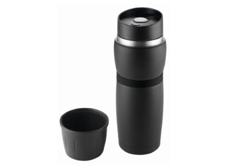 Metmaxx® Thermosflasche "CremaTravel"  schwarz/Ring schwarz