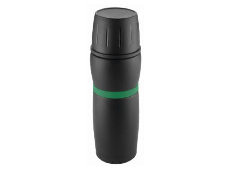 Metmaxx® Thermosflasche "CremaTravel"  schwarz/Ring grün