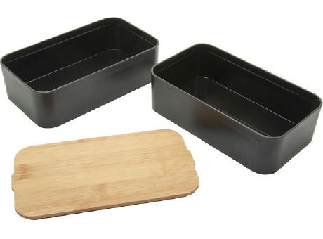 Bento 'Mihara', schwarz, mit Bambusdeckel