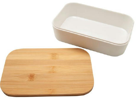 Bento 'Akita', weiss, mit Bambusdeckel