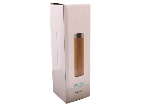 Doppelwandige Flasche 'Onsen', Bambus, mit Teesieb, 480ml