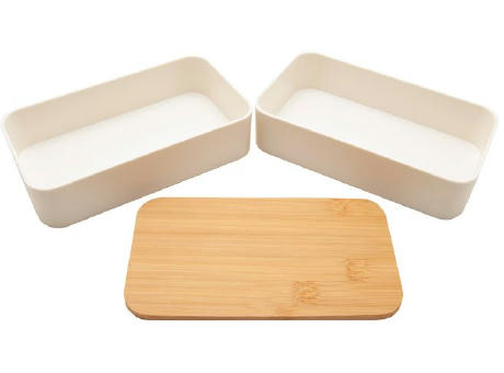 Bento 'Nagano', weiss, mit Bambusdeckel