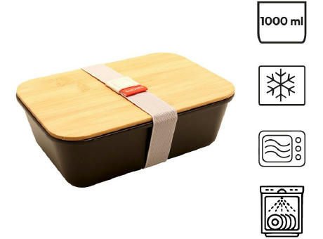 Bento 'Ikoma', schwarz, mit Bambusdeckel