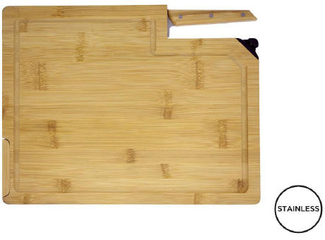 Schneidebrett aus Bambus mit Schleifer 'Takeita' und Chef Messer 'Alta'