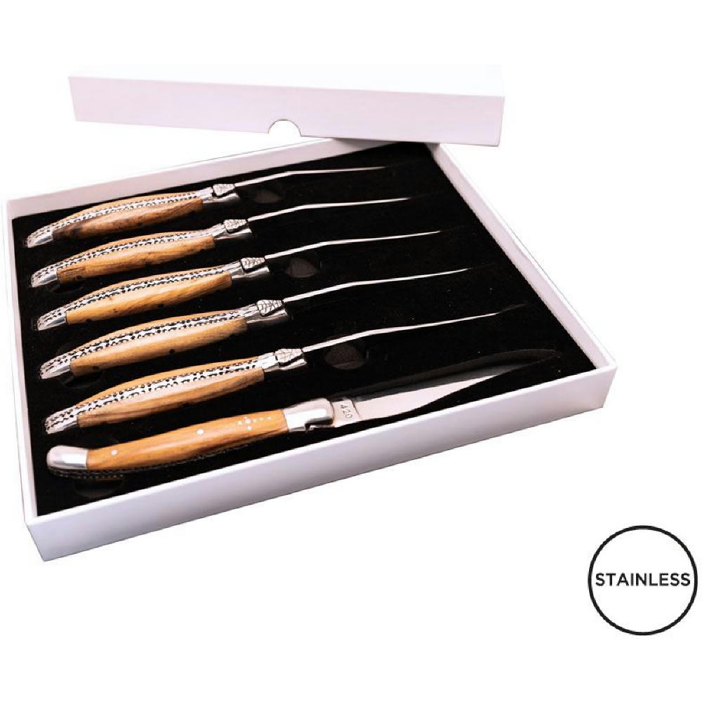 Set mit 6 Tafelmessern 'Tradition', Olivenholz