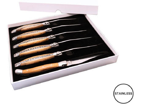 Set mit 6 Tafelmessern 'Tradition', Olivenholz